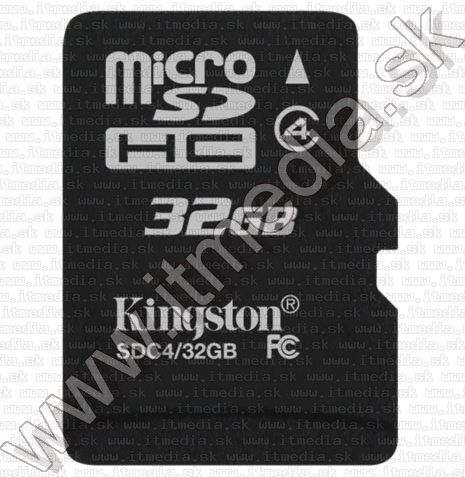 Image of Kingston microSD-HC kártya 32GB Class4 adapter nélkül! (IT11606)